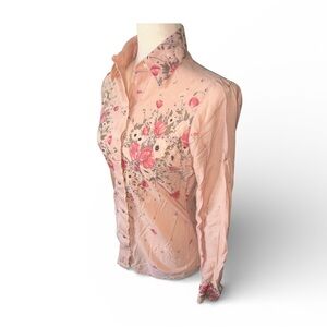 70’s Larry Mahan  Pink/Peach Button-Up Western Button Down Blouse